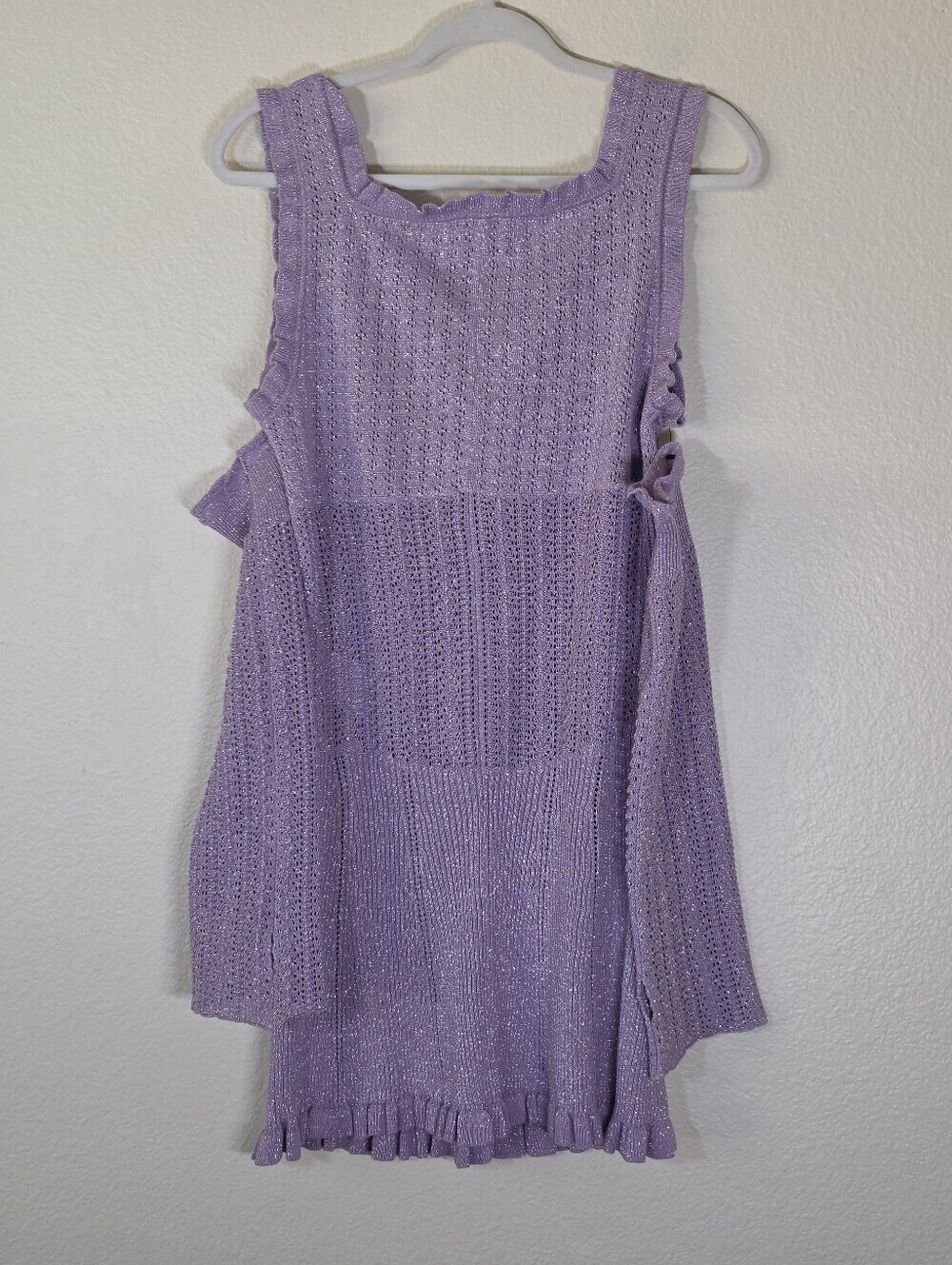 Heaven by Marc Jacobs Lilac Pointelle Mini Dress L - Picture 5 of 11